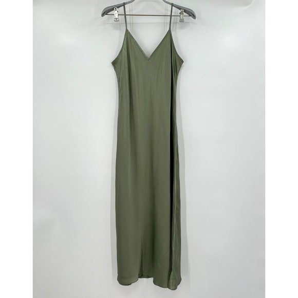 Quince Dresses & Skirts - Quince Silk Slip Dress Sleeveless Midi sz S Small Moss Green NWT Satin Finish